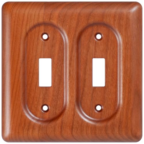 Double Toggle Light Switch Cover Plate in Cherry Wood Elegant Wooden Light Switch Cover Plate for 2 Toggle Light Switch Double Rocker Design - color: Cherry wood, size: Double Rocker