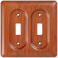 Double Toggle Light Switch Cover Plate in Cherry Wood Elegant Wooden Light Switch Cover Plate for 2 Toggle Light Switch Double Rocker Design - color: Cherry wood, size: Double Rocker