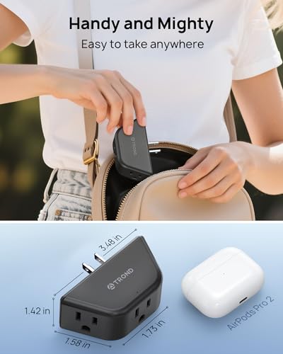TROND Black Outlet Extender 2 Pack, 3 Plug Outlet Adapter - color: Black, size: 3AC-3 Prong Plug, 2 Pack