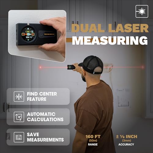 Sennses Pro Device | Dual-Laser Distance Meter | Two-Axis Smart Digital Level | Stud Finder | Precise Measurements w/Smart Features | Dust & Water Resistant IP54 | Robbox App for iOS & Android