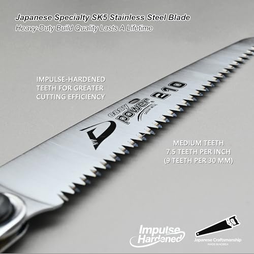 TONMA 8" Folding Hand Saw, Made in Korea, Medium Teeth, TDE-903 - size: 8 inches (210mm)