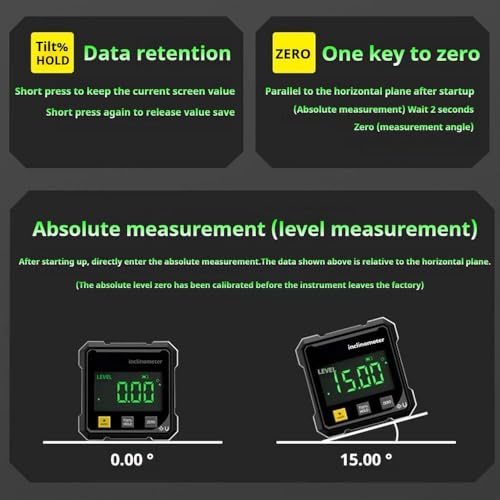 2026 Upgraded 4-Side Magnetic Digital Angle Gauge, Digital Angle Finder Magnetic, Cube Inclinometer with Backlight, Table Saw Miter Protractor, Woodworking Measuring Tool, Level Box for Hanging