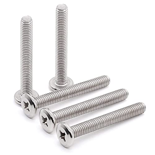 Glvaner (50 pcs) M4-0.7 x 40mm Binding Screws, Flat Round Head Phillips Drive Machine Screw 304 Stainless Steel 18-8 Full Thread, Furniture Screw Connection Bolt Screw - size: M4-0.7 x 40mm