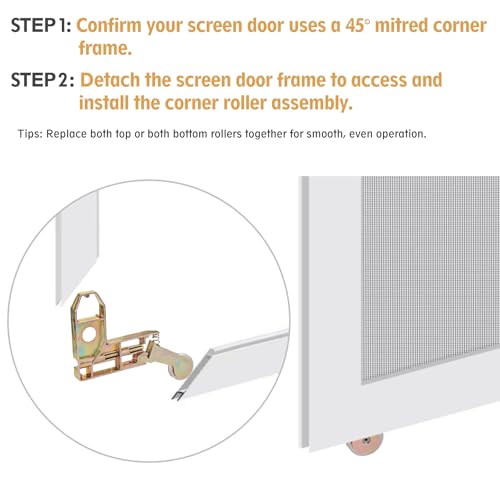 2Pack Sliding Screen Door Corner Rollers, 1" O.D Concave Replacement Roller