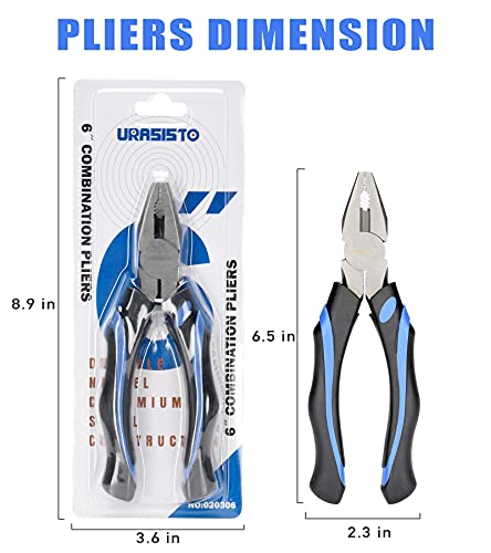 URASISTO 8-Inch Linesman Pliers with Rubber Grip Handle, Portable Home Hand Tools - size: 8" Linesman Pliers