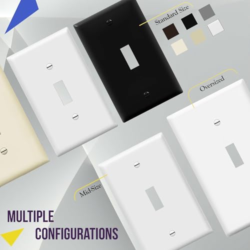ENERLITES Mid-Size 4-gang Toggle Light Switch Cover Plate, 2 Pack, White - color: White, size: Mid-Size (Pack of 2)