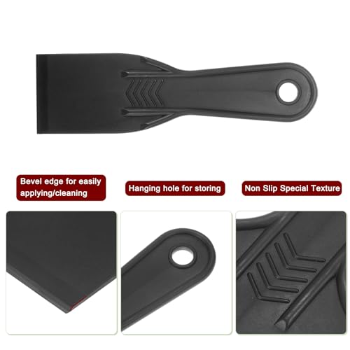HARFINGTON 5pcs Putty Scraper 2" Width 6mm Thin Width 6mm Thin Flexible Plastic Putty Knives for Taping Drywall Spreading Painting Wall Scratching - color: Black, size: 2"