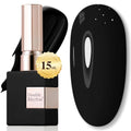 Double Rhythm 15ML Gel Nail Polish Pure Sheer Same Color Same Bottle Soak Off Gel Polish Art Manicure Salon DIY at Home for Women (Black-A1015) - color: Black