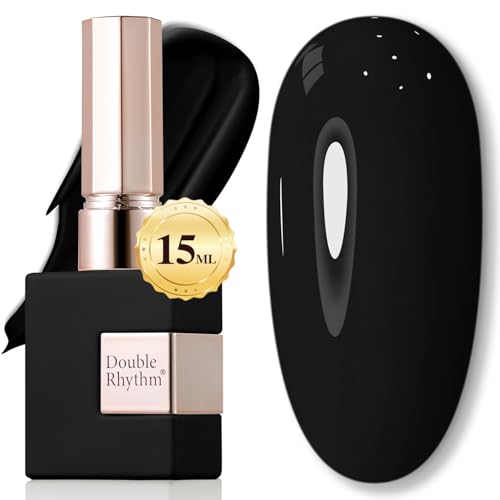Double Rhythm 15ML Gel Nail Polish Pure Sheer Same Color Same Bottle Soak Off Gel Polish Art Manicure Salon DIY at Home for Women (Black-A1015) - color: Black