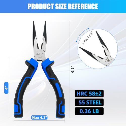 Needle Nose Pliers 6.5" Long Nose Pliers for Wire Bending, High Carbon Steel Needle Nose Plier, Serrated Jaw Pliers for Jewelry Making, Electronics Repair, Object Grasping, Craft Making - size: 6.5"-1Pack-TPR