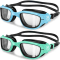 Vvinca Kids Swim Goggles, Swimming Goggles for Kids 3-14 Anti-Fog UV Protection No Leak Pool Glasses for Boys Girls - color: 10-green& Bluee