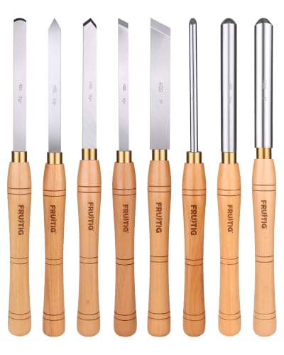 8pc Lathe Chisel Set, M2 HSS Wood Turning Tools for Beginners