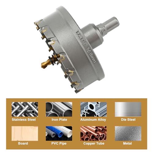 5-9/10'' TCT Hole Saw Kit Tungsten Carbide Tipped Hole Saw Drill Bit with Titanium-Plated Pilot Drill bit for Metal, Stainless Steel, Iron (150MM) - size: 150MM | 5-9/10''