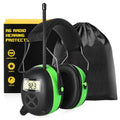 BJKing AM/FM Radio Headphones with Digital Display, 30dB AM FM Hearing Protection Safety Ear Muff, Ear Protection Headphone for Mowing, Landscaping, Shooting and Construction Black-Green - color: Green