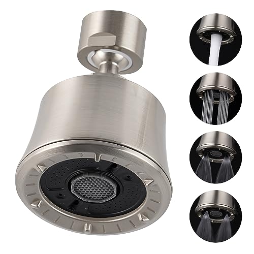 Faucet Aerator 4 Modes, 360° Swivel Faucet Sprayer Head, Brushed Nickel - color: Brushed Nickel, style: 2 Swivel Joints