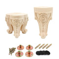 4Pcs 6in Unfinished Solid Wood Furniture Legs Carved European Style - color: D