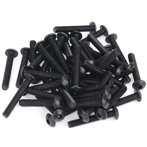 55 Pieces M4 x 25mm Button Head Socket Cap Screws, Thread Pitch 0.7mm, Sutemribor M4 Black Screws, 10.9 Grade Alloy Steel, Black Oxide Finish, Fully Threaded - size: M4 x 25mm, style: Button Head