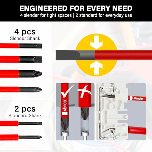 HAUTMEC 6PC Insulated Screwdriver Set 1000V Electrician Screwdriver Set - color: Insulated Screwdriver