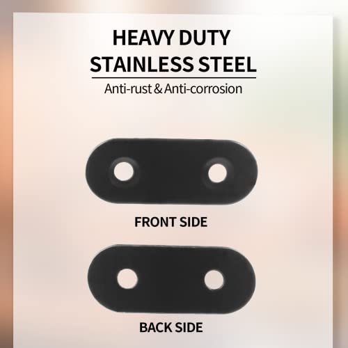 Jiozermi 12 Pcs Straight Brace, 1.6" x 0.6", Stainless Steel, Black - size: Black, 1.6” x 0.6”, 12 Pcs