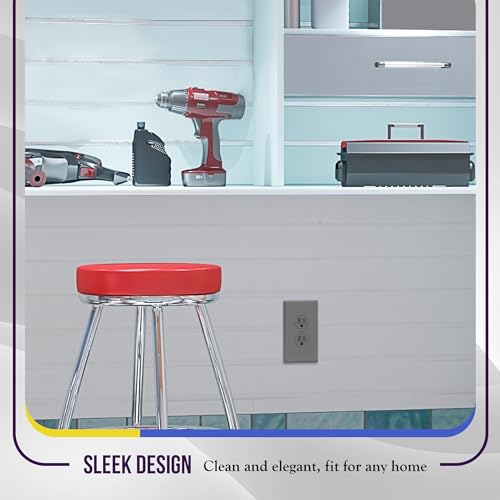 ENERLITES Oversized Duplex Outlet Covers, Jumbo Wall Plate, 1 Pack, Gray - color: Gray, size: Over-Size
