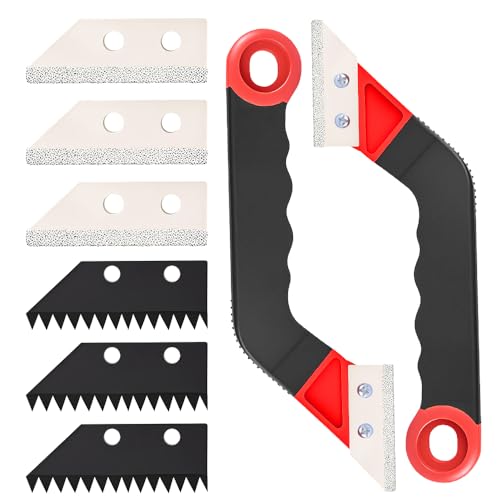 2Pcs Grout Removal Tool, Angled Design Grout Hand Saw Tile Grout Remover with 6 PCS Extra Replacement Blades for Tile Cleaning