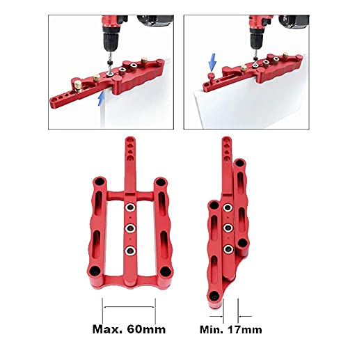 Self Centering Dowel Jig with 1/4" 5/16" 3/8" Positioner Locator - color: Red