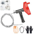 Drain Snake Auger 33 Ft, Plumbing Snake Drain Hair Clog Removal Tool, Heavy Duty Snake Auger, Sink Unclogger Drain Cleaner Tool for Bathroom Kitchen Tub Shower Drain Clog Remover with Gloves