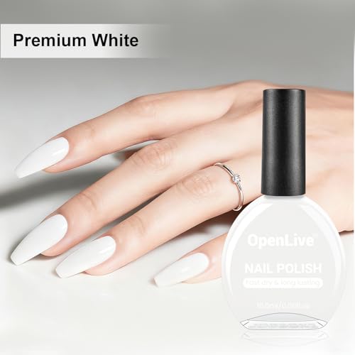 OpenLive 2Pcs Nail Polish Set 16.5ml Black and White Quick Dry Nail Polish Non Gel Nail Art DIY Home Manicure Gift for Women - color: Black and White