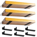 Floating Shelf Brackets Heavy Duty Industrial L Shelf Bracket 1/5 Inch Thick Premium Solid Steel Shelf Supports, Black Rustic Wall Brackets for Shelves - 5 Inch Floating Shelves Hardware (6 Pack) - size: 5 Inch-6 Pack