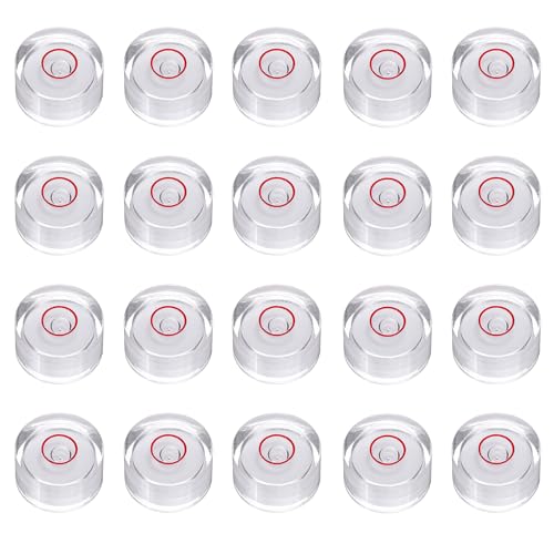 HARFINGTON 20pcs Circular Bubble Spirit Level 15x8mm Mini Round Bubble Spirit Level Little Measuring Layout Tools for TV Industrial Carpentry Picture Frame, White/Red - color: White/Red, size: 15x8mm