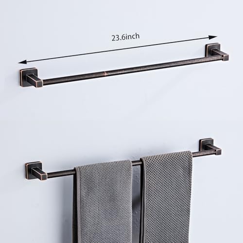 Bathroom Hardware Set 4 Pieces,Oil Rubbed Bronze Bathroom Accessories Set Stainless Steel Wall Mounted, Hand Towel Bar, Towel Ring, Robe Towel Hooks,Toilet Paper Holder,Towel Bar Set, 23.6 Inch - color: Oil Rubbed Bronze-4pcs, size: 23.6Inch