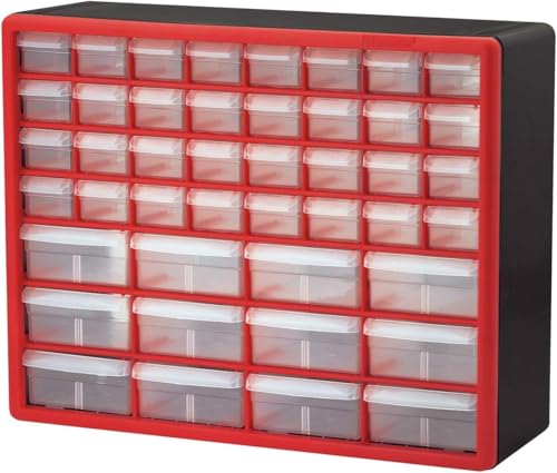 Akro-Mils 44-Drawer Plastic Storage Cabinet, 20" W x 6" D x 16" H, Red - color: Red, size: 44 Drawer, style: 1 Pack
