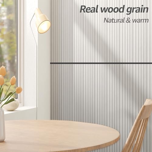 Art3d 48 x 6 in WPC Wood Slat Wall Panels, 3D Wall Accents, 16-Pack, White | Real Wood Grain, Durable, Water Resistant, Wear-Resistant, No Emission, Eco-Friendly, Easy to Care, for Living Room, Bedroom - color: White, size: 48" * 6"
