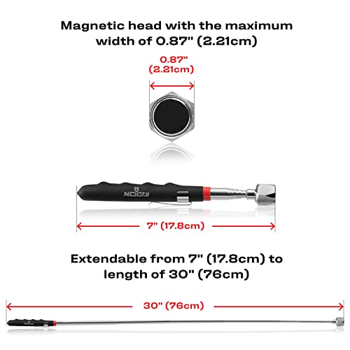 NoCry Telescoping Magnetic Pickup Tool with an Extra Strong 25lb Pull Force — Stainless Steel Magnet Stick Extendable up to 30in; Non-Slip Rubber Handle; Rust Proof and Corrosion Resistant - style: Telescoping Magnet