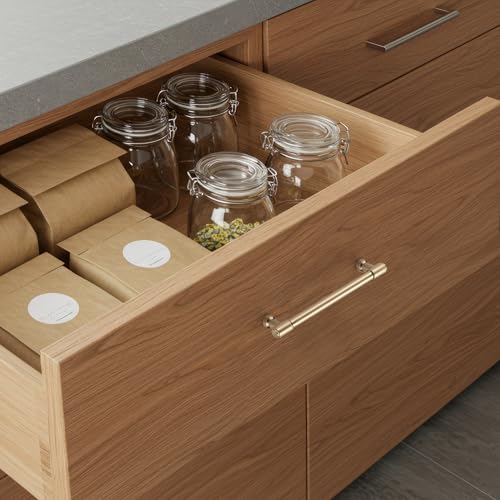 Ravinte Champagne Bronze Kitchen Pulls Cabinet Handles 5 Inch 10 Pack - color: Champagne Bronze, size: 5 Inches Hole Center