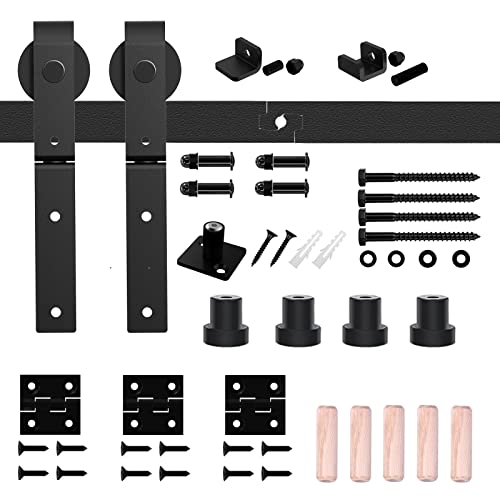 40" Bi-Folding Sliding Barn Door Hardware Track Kit,Smoothly&Quietly,Side Mounted Black Roller,Easy Install,Door Not Included [Fit Double 18" Bifold Doors] - size: 40" for 2 Doors