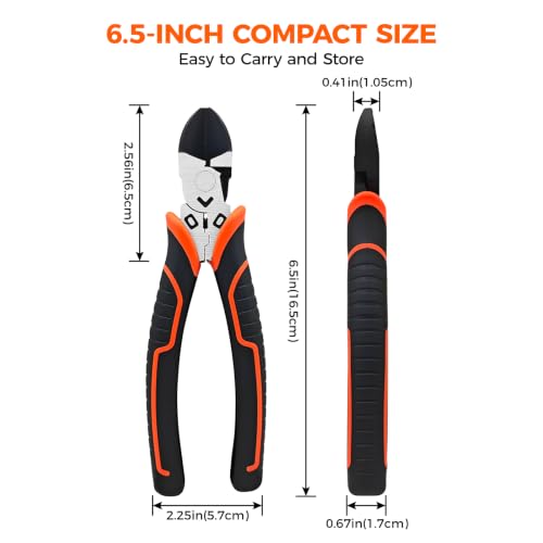 Premium 6.5" Wire Cutters Heavy Duty, Super Sharp, Stay Sharp Longer