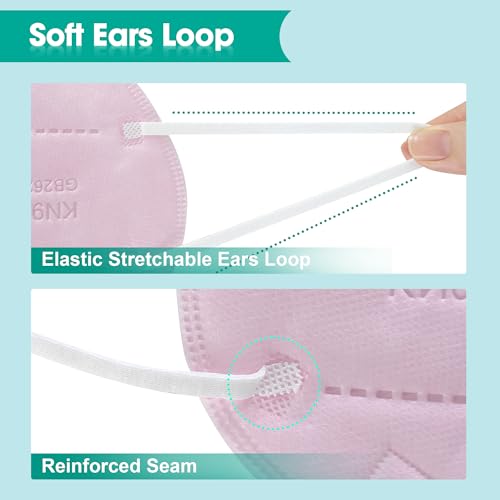 LEMENT KN95 Face Masks,100PCS 5-Ply Pink Breathable Cup Dust Mask For Adult - color: Adult-100 Pack-pink