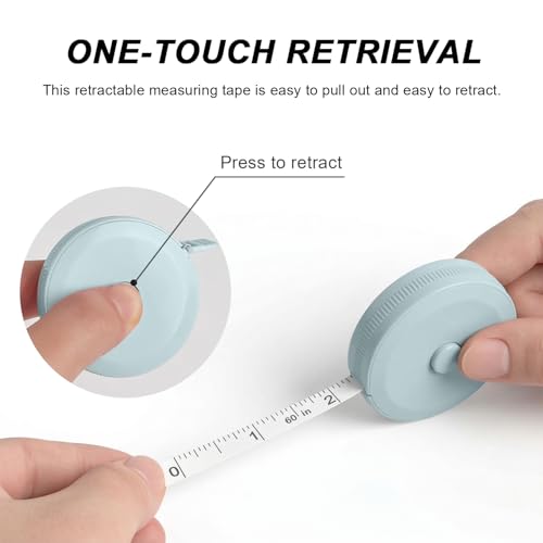 6 PCS Tape Measure Body Measuring Tape with Soft Ruler & Scissors for Sewing, Fabric, Cloth, Knitting, Tailor, DIY Home Craft, Mini Retractable Dual Scale 60 Inch