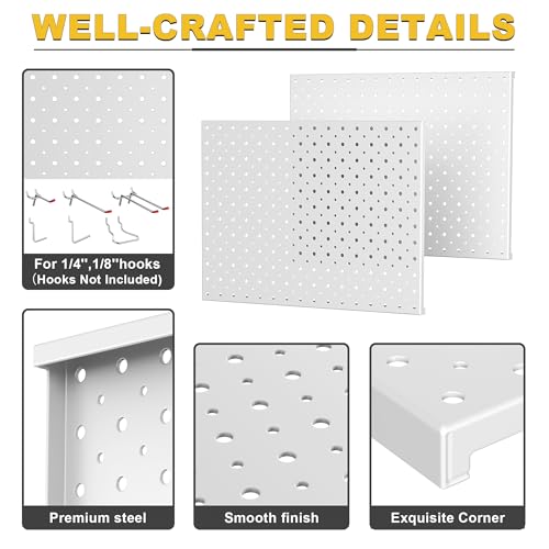 Ultrawall Metal Pegboard Panels, Pegboard Wall Organizer, Gray Peg Boards - color: Gray, size: 16x12"- 2 Pcs