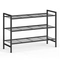 SONGMICS 3-Tier Metal Shoe Rack, Vertical Shelf, Holds up to 16 Pairs - color: Black, size: 3 Tiers (11"D x 26.8"W)