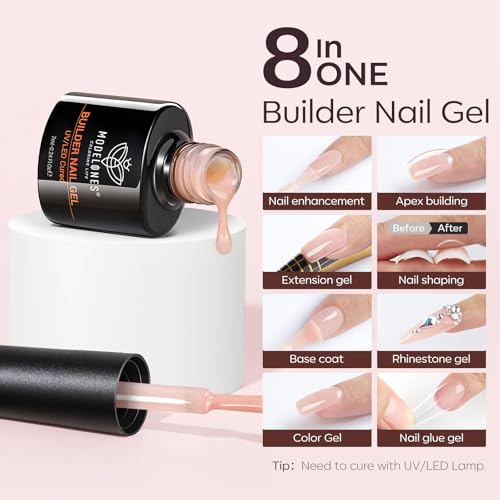 modelones Gel Polish Builder Nail Set, Base Colors Nude Hard Strengthener - color: B2-Barely Blush