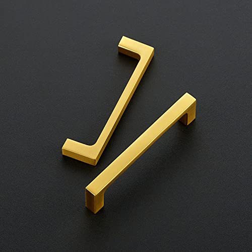 Ravinte Brushed Brass Solid Pulls Cabinet Handles 4 Inch 10 Pack - size: 4 Inch Hole Center