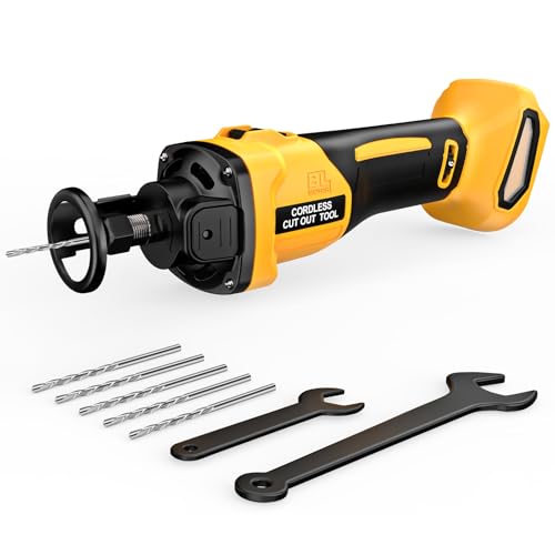 Brushless Drywall Cut-Out Tool Compatible with Dewalt 20V Battery (Tool Only), Cordless Drywall Rotary Saw, 28000 RPM, 6 Speed Adjust, Depth Adjust, 1/8" Quick Bit Change, Cutting Tool for Drywall