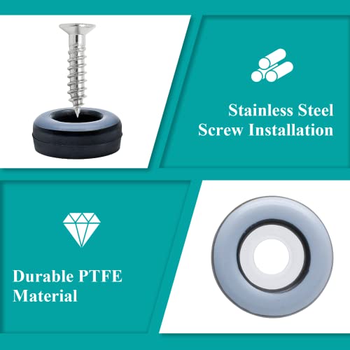 24pcs 3/4" (19mm) Screw on Furniture Sliders, Gray/Black - size: 3/4 inch (19mm)