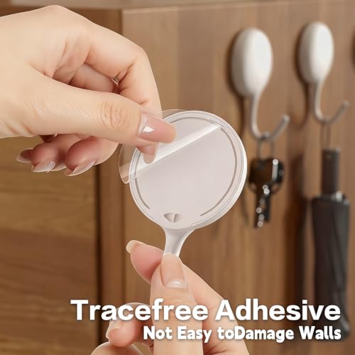 4Pcs Self Adhesive Hooks, No Drill Wall Hooks for Hanging Towel Coat Keys - Damage Free Removable Sticky Hooks for Bathroom Kitchen Office Home Organization, White