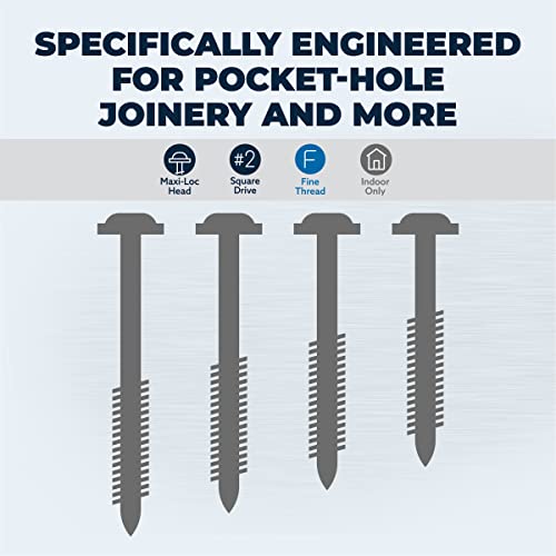 Kreg Zinc Pocket-Hole Screws - SML-F150-100 - 1-1/2 Inch - Fine Thread - Maxi-Loc Head - Indoor - 100 Count