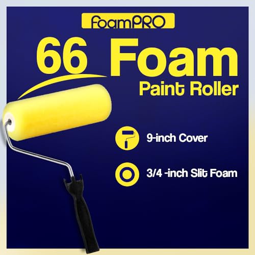 FoamPRO 00066 66 Foam Paint Roller, 1 pack | Slit Foam Roll For Rough & Irregular Surface | Painting Supplies & Tools For Home | Safe for Use With All Paints, Stains, Primers, Clear Coats - size: 1 Count (Pack of 1), style: Rough Surfaces & Acoustical Cei