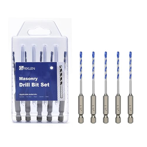 5 Pack 1/8 inch Masonry Drill Bit Set,Concrete Drill Bit Set - style: 1/8"（5 Pcs）