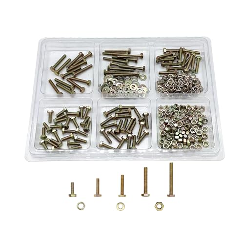 330PCS Nuts and Bolts Assortment Kit, Metric Bolt Assortment, M4 Bolts and Nuts Kit, Grade 8.8 Bolts and Nuts Kit, Metric Bolt Kit, Yellow Zinc Plated Coating, 5 Sizes, Length from 12-30mm - size: 330PCS M4